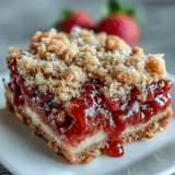 Sweet and tangy Strawberry Rhubarb Crumble Bars baked to perfection.
