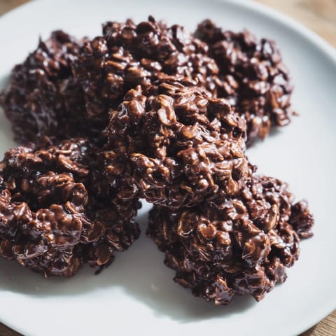 Close-up view of No-Bake Chocolate Oatmeal Drop Cookies, perfect for a quick, sweet dessert.