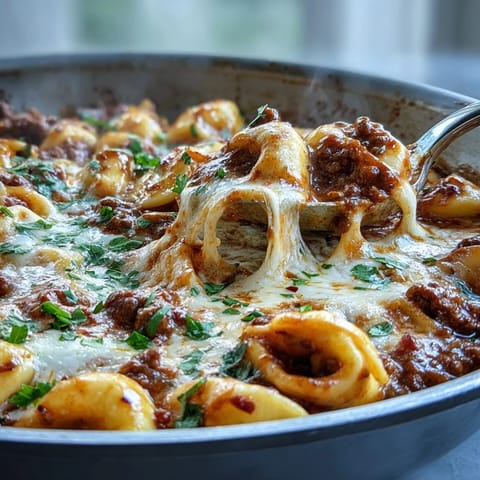 Hearty one pot creamy beef and shells dinner, featuring browned ground beef and al dente shells in a thick, cheesy tomato sauce, garnished with parsley.