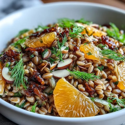 Farro Salad with Fennel Oranges Almonds