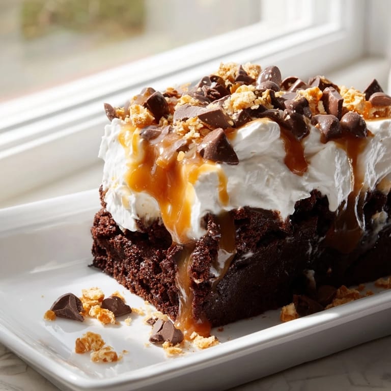 This irresistible Better Than Sex Cake showcases layered flavors of chocolate, caramel, and a mountain of cream.