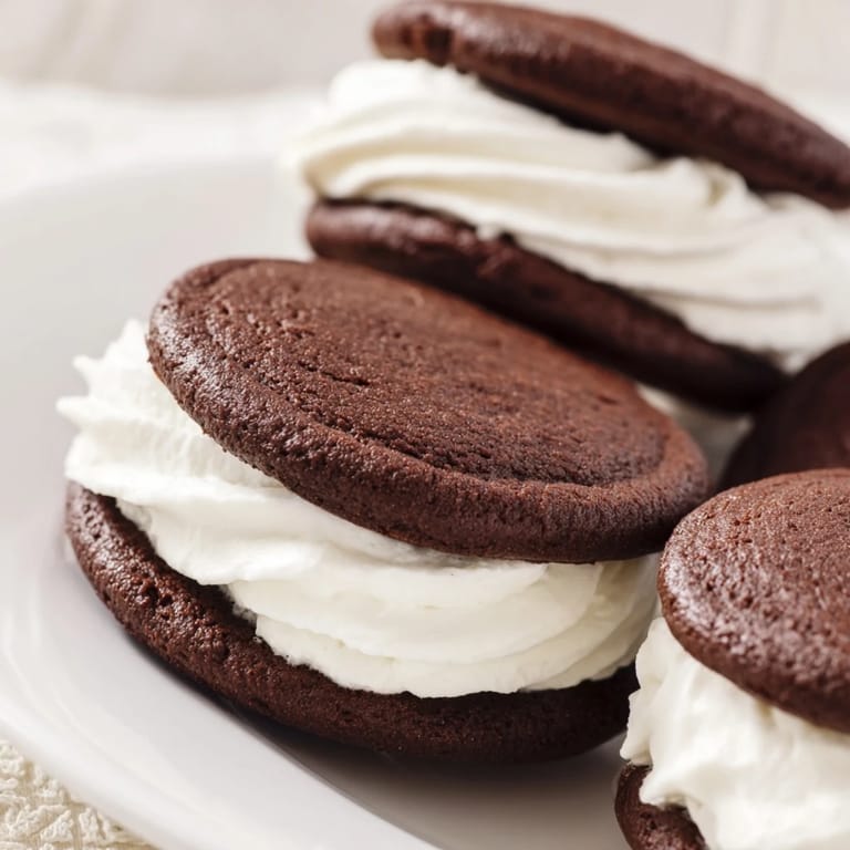 Rich, dark chocolate Whoopie Pies, warm from the oven, offering a taste of authentic Pennsylvania Dutch baking.
