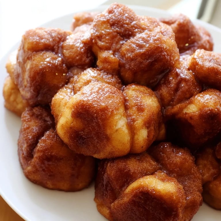 Warm, sticky Monkey Bread with a decadent glaze, ready to be pulled apart and devoured.