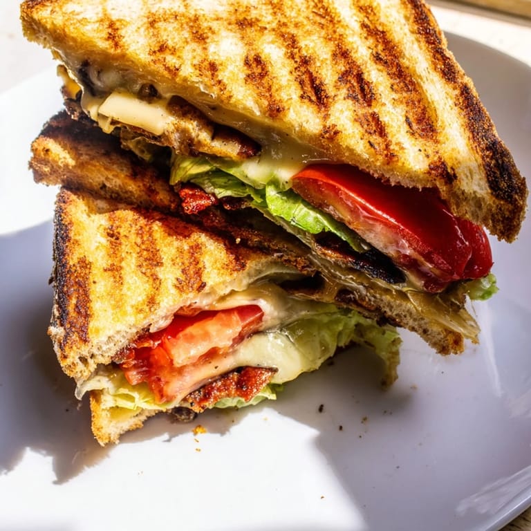 Crusty sourdough bread grilled to perfection, layered with plant-based bacon, fresh greens, ripe tomato, and creamy vegan cheese.