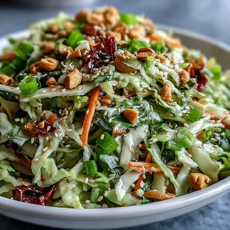 Fresh Asian Cabbage Salad with bright cilantro and green onions, vegan and gluten-free, tossed with tangy rice vinegar dressing
