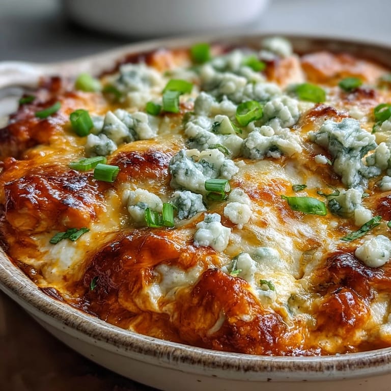 Fresh celery sticks and carrot batons are arranged beside the baked Buffalo Chicken Dip, perfect for a gluten-free game day snack.