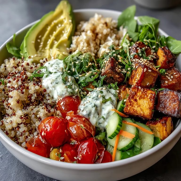 Vibrant Customizable Grain Bowl with steamed broccoli, chickpeas, and feta, ready for a zesty balsamic vinaigrette.