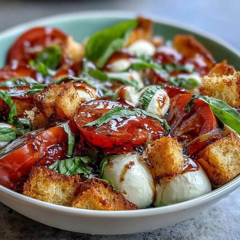 Vibrant Caprese Salad Bowl plated for dinner, featuring ripe cherry tomatoes, fresh basil, and torn mozzarella with olive oil.