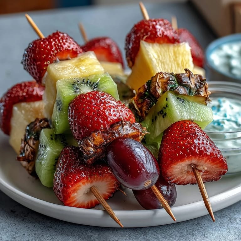 Kid-friendly bento box with playful fruit skewers, cucumber sandwiches, and a tasty yogurt dip—perfect for school lunches or picnic snacks.