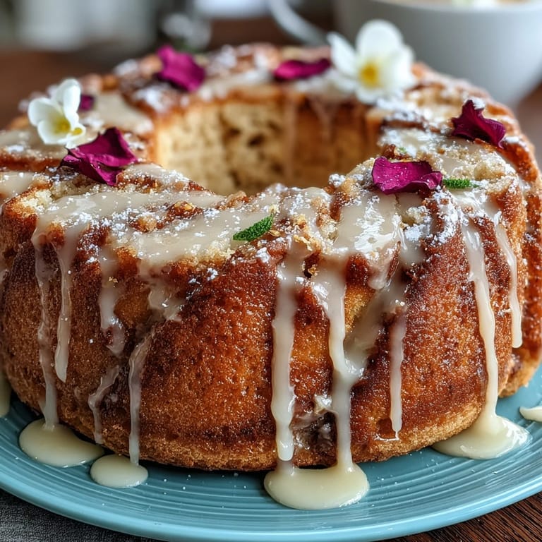 Moist lemon cake with tangy drizzle and delicate edible flowers, perfect for Mother's Day celebration.
