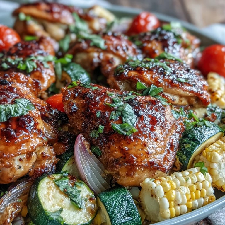 Juicy chicken, sweet corn, and tender zucchini roasted together in a vibrant sheet pan dinner, perfect for quick weeknight meals.