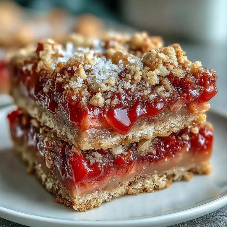 Delicious Strawberry Rhubarb Crumble Bars, perfect for a picnic dessert.