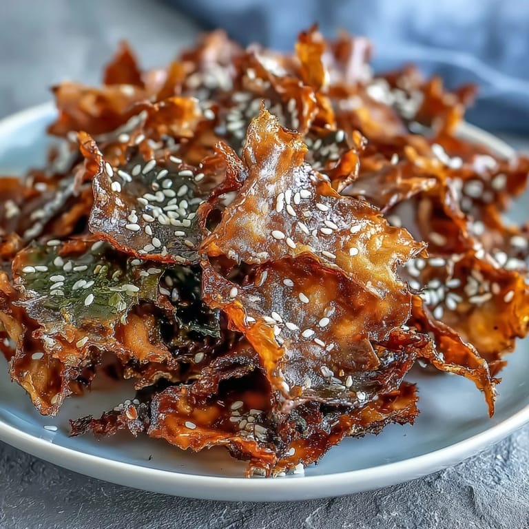 Oven-baked seaweed snack chips, savory and ready for dipping or munching.