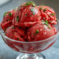 Vibrant Watermelon Sorbet (3 Ingredients) glistening on a summer day dessert.